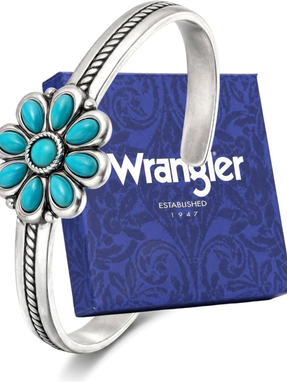 Trendy Turquoise Flower Cuff Bracelet for Women - Western Style Jewelry